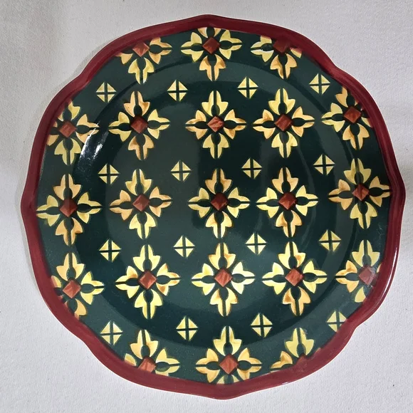 NWT Set Of 4 Pioneer Woman Vintage Geo Stoneware Salad Plates -- 8 1/2" - Picture 5 of 14